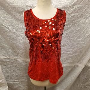 Steven Edwards Women's Red Sequin 100% Viscose Tank Top, Size L